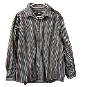 Claiborne Men's Shirt Size XL, Long Sleeve, Striped Collar Button up 100% Cotten